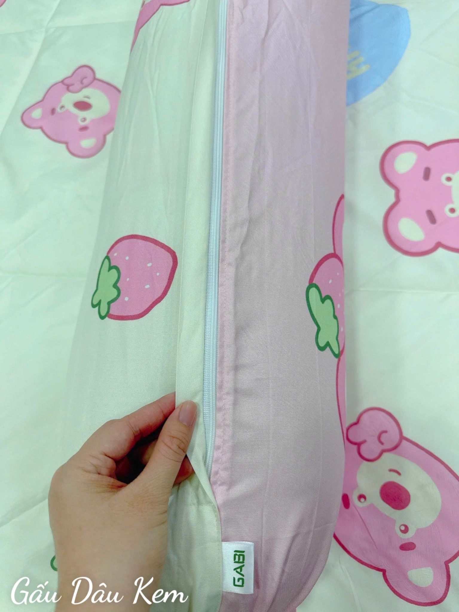 Tencel Gấu Dâu Kem