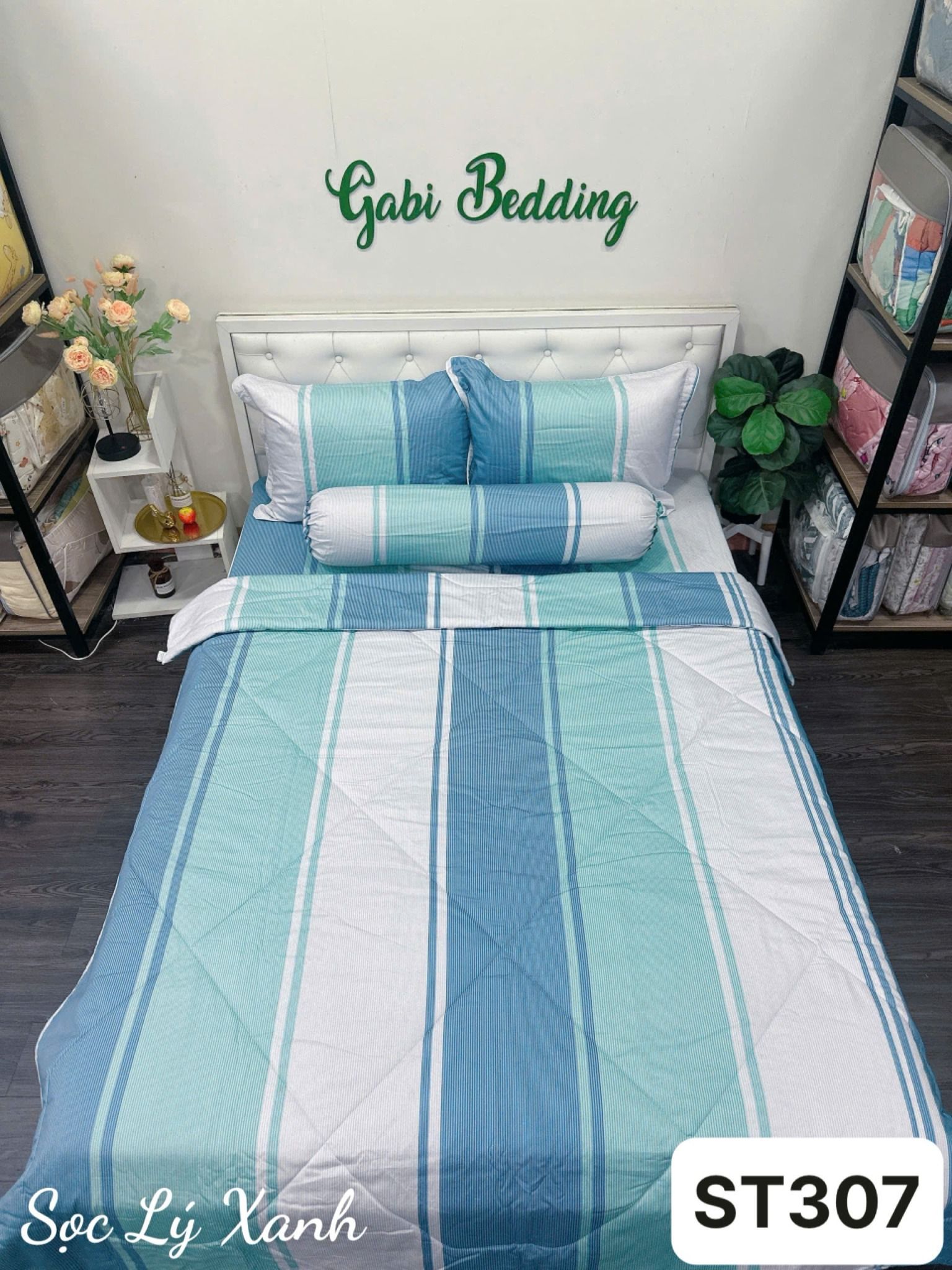 Satin Sọc Lý Xanh