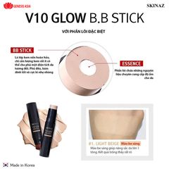 Kem nền dạng thỏi 2 in 1 V10 Glow B.B Stick SKINAZ 10g