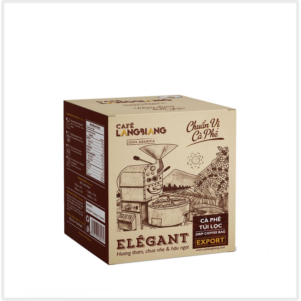 Cà phê ELEGANT (hộp 10 gói túi lọc), 100% Arabica - chua nhẹ, thơm sâu