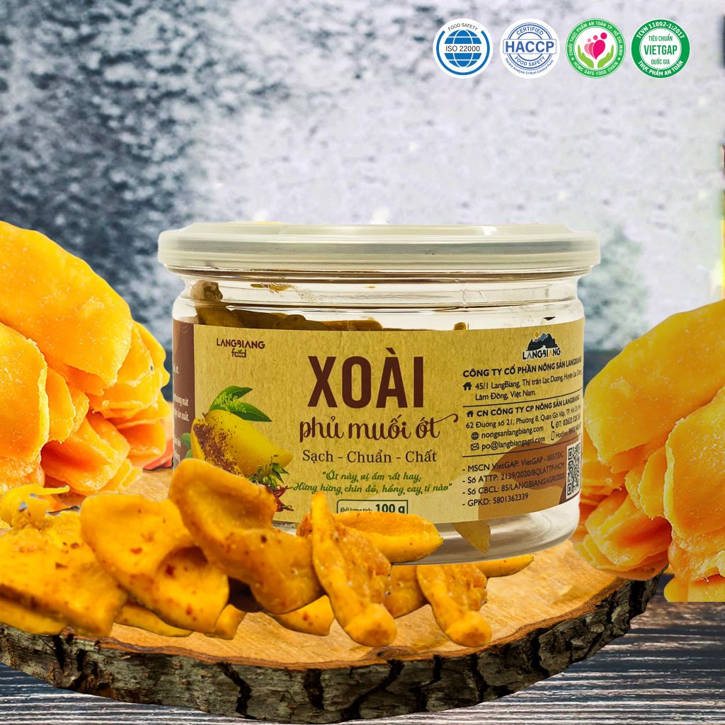 Xoài sấy dẻo phủ muối ớt LangBiang Food, 100g