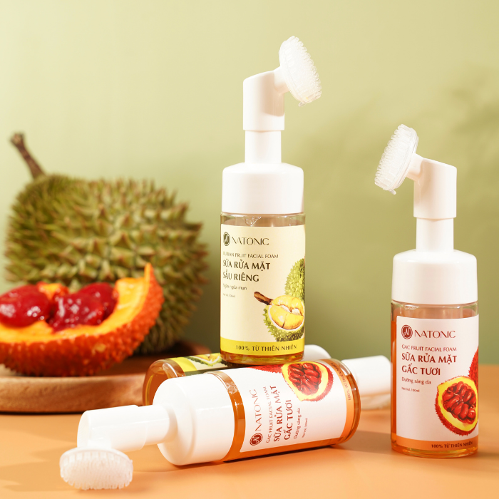 Combo sữa rửa mặt dinh dưỡng vị Gấc & Sầu Riêng Natonic - 100% từ thiên nhiên, sạch mụn, sáng da