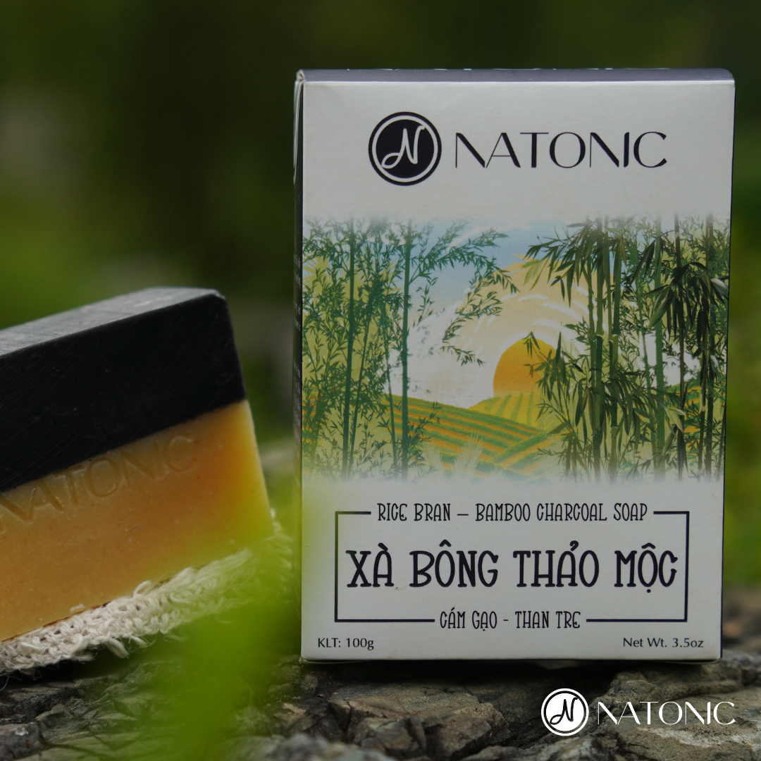 Xà bông Cám Gạo, Than Tre - Thải độc da, giảm viêm nang lông - Tặng kèm túi vải Sisal tạo bọt & tẩy tế bào chết