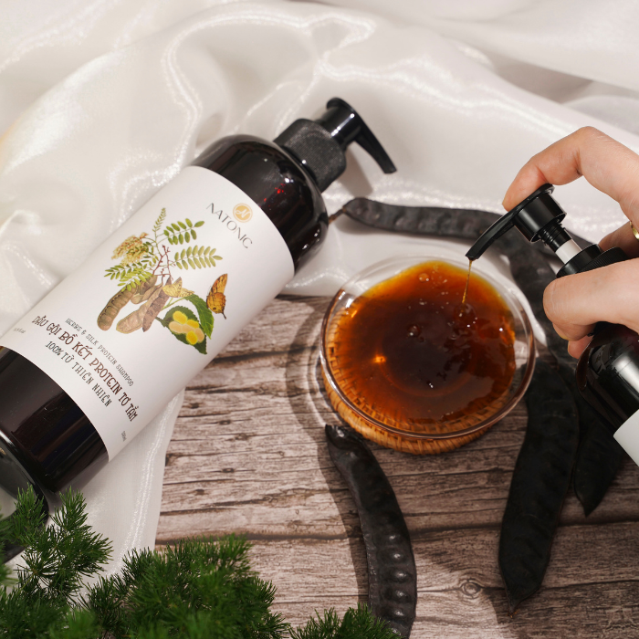 Dầu gội Tơ tằm Natonic - Ngăn rụng tóc, sạch gàu ngứa - Chai vòi nhấn tiết kiệm 500ml