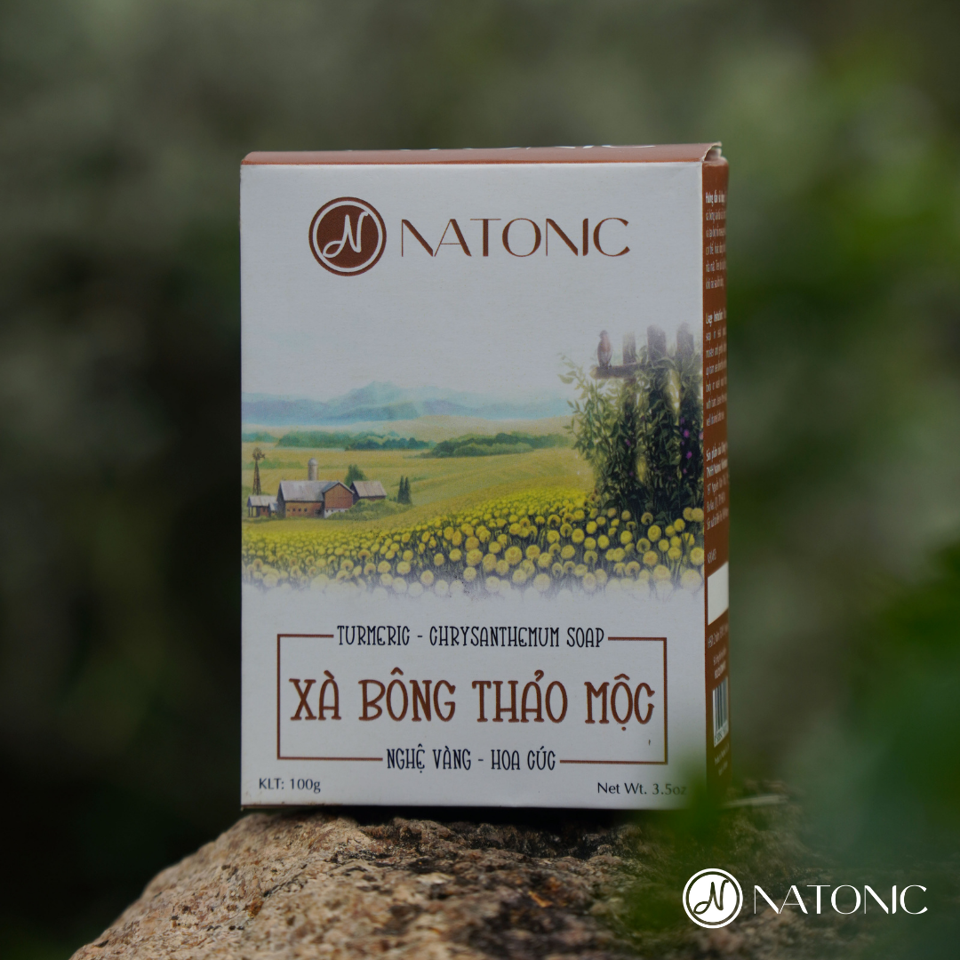 Xà bông Nghệ Vàng, Hoa Cúc - Mờ thâm mụn, da láng mịn - Tặng kèm túi vải Sisal tạo bọt & tẩy tế bào chết