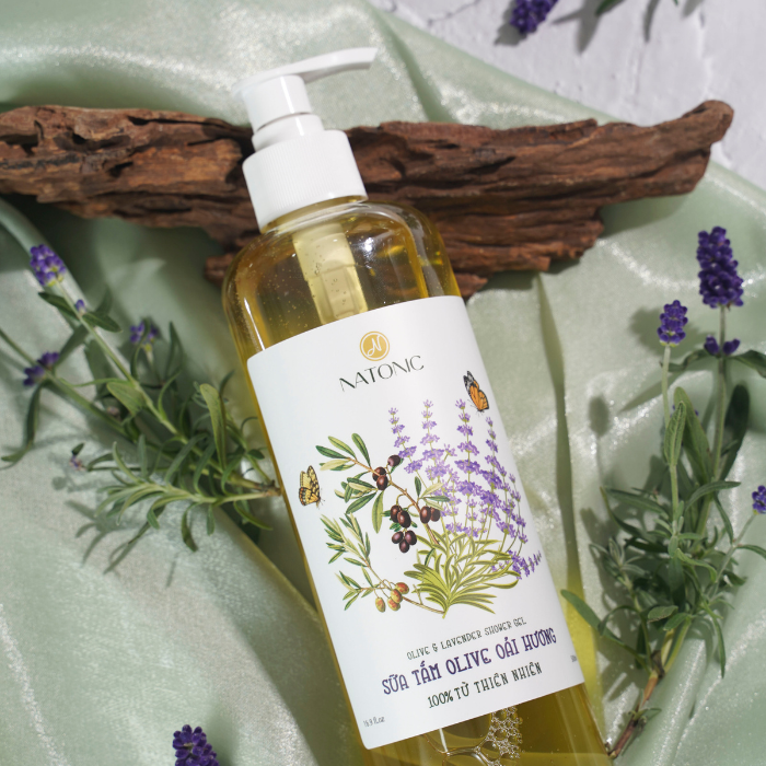 Sữa tắm Oải Hương Natonic - Sạch mụn lưng, da mềm mịn - Chai vòi nhấn 500ml