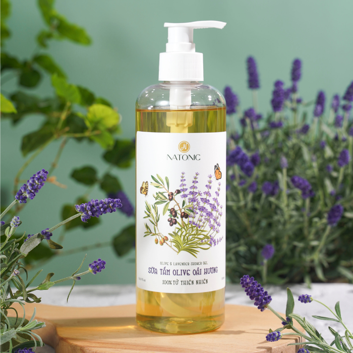 Sữa tắm Oải Hương Natonic - Sạch mụn lưng, da mềm mịn - Chai vòi nhấn 500ml
