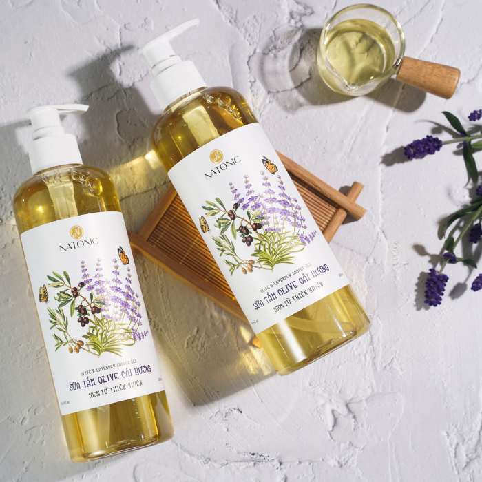 Sữa tắm Oải Hương Natonic - Sạch mụn lưng, da mềm mịn - Chai vòi nhấn 500ml