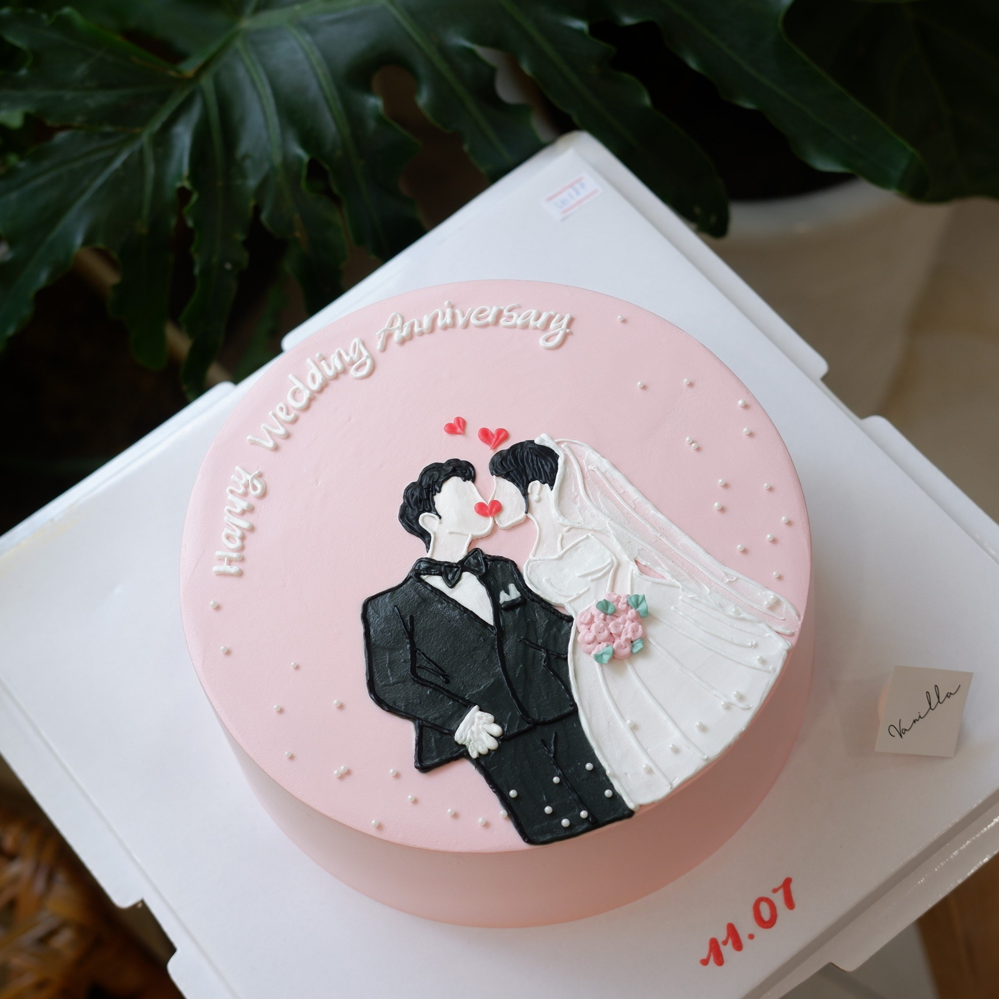 bánh kem vẽ cô dâu chú rể