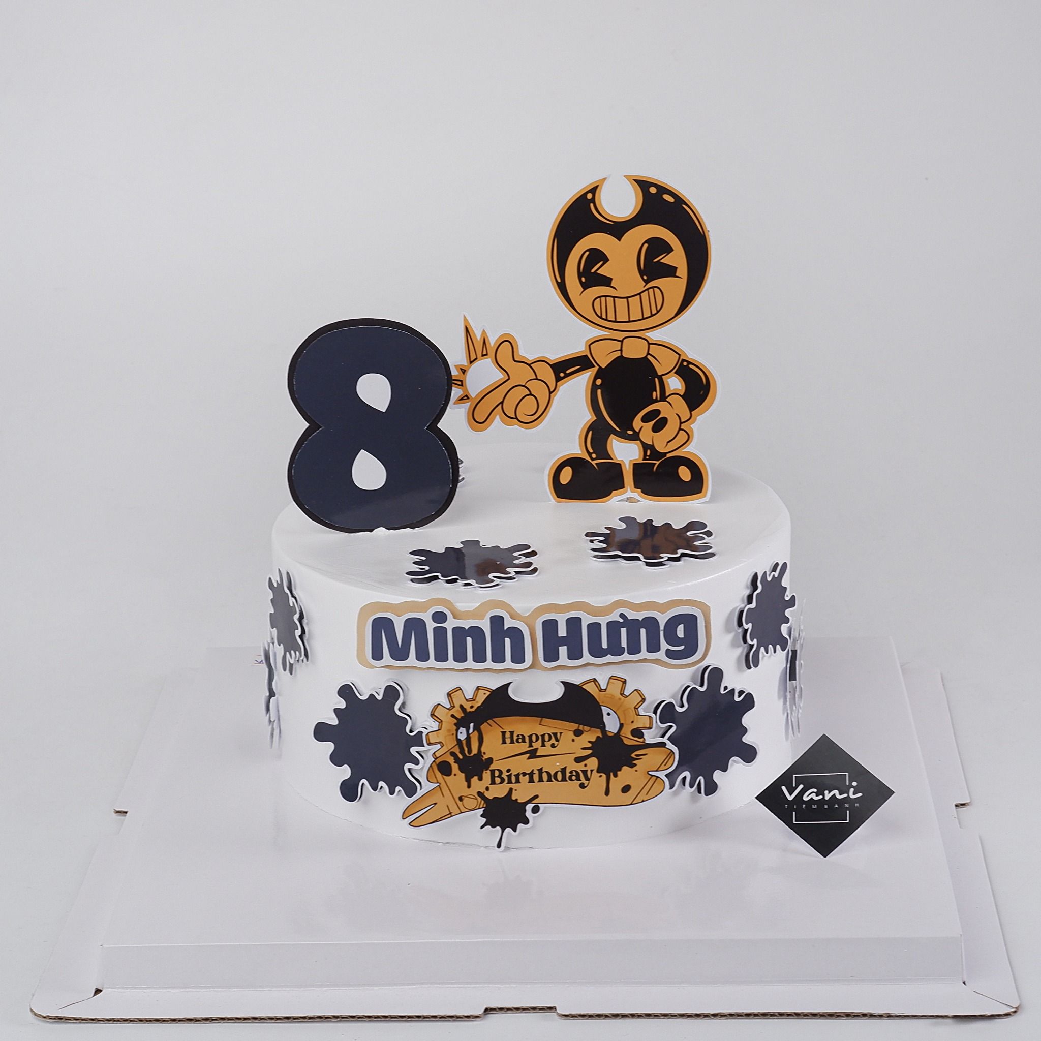 Bánh gắn topper Bendy - Bánh kem sinh nhật Đà Nẵng