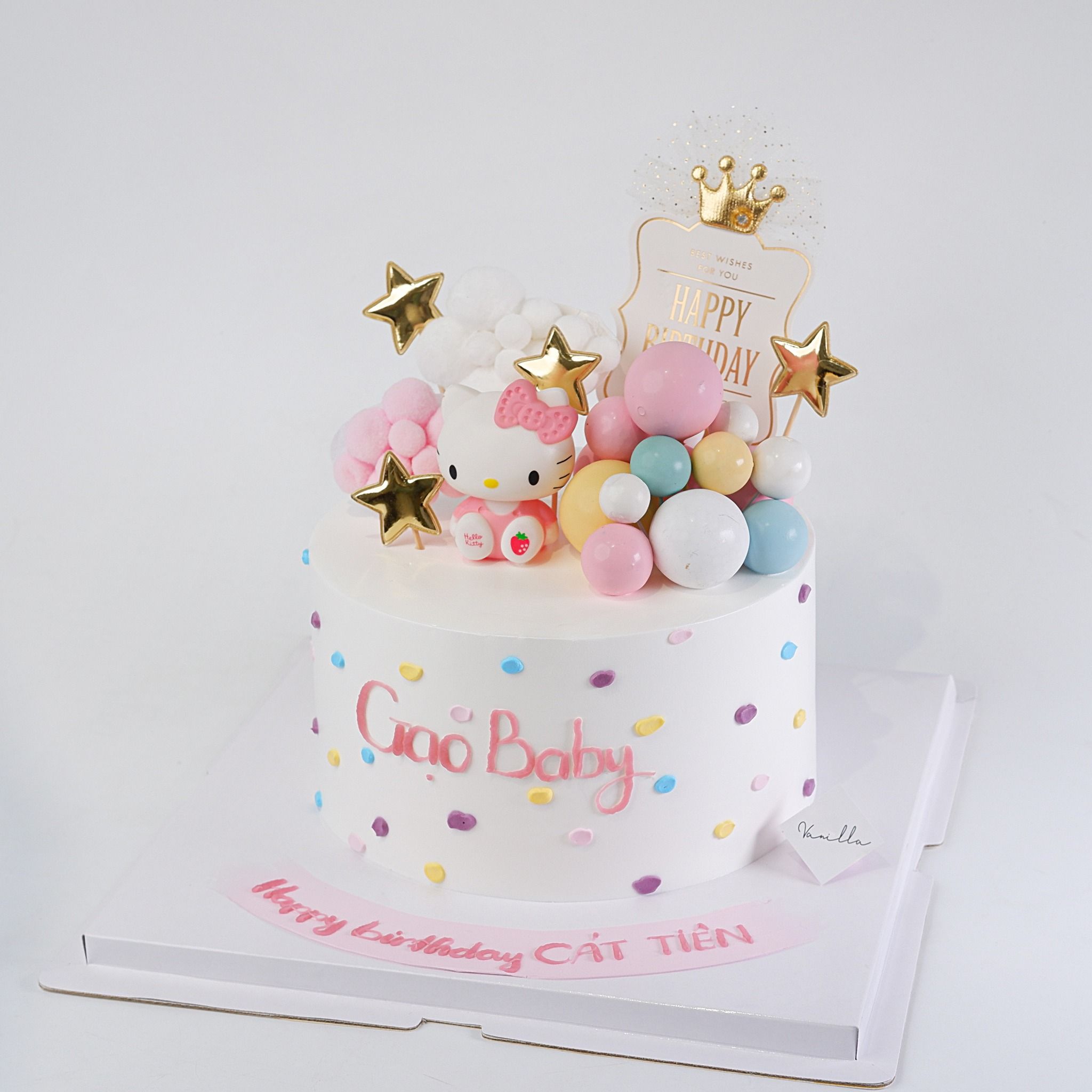 Bánh gắn tượng hello kitty - Bánh kem sinh nhật Đà Nẵng