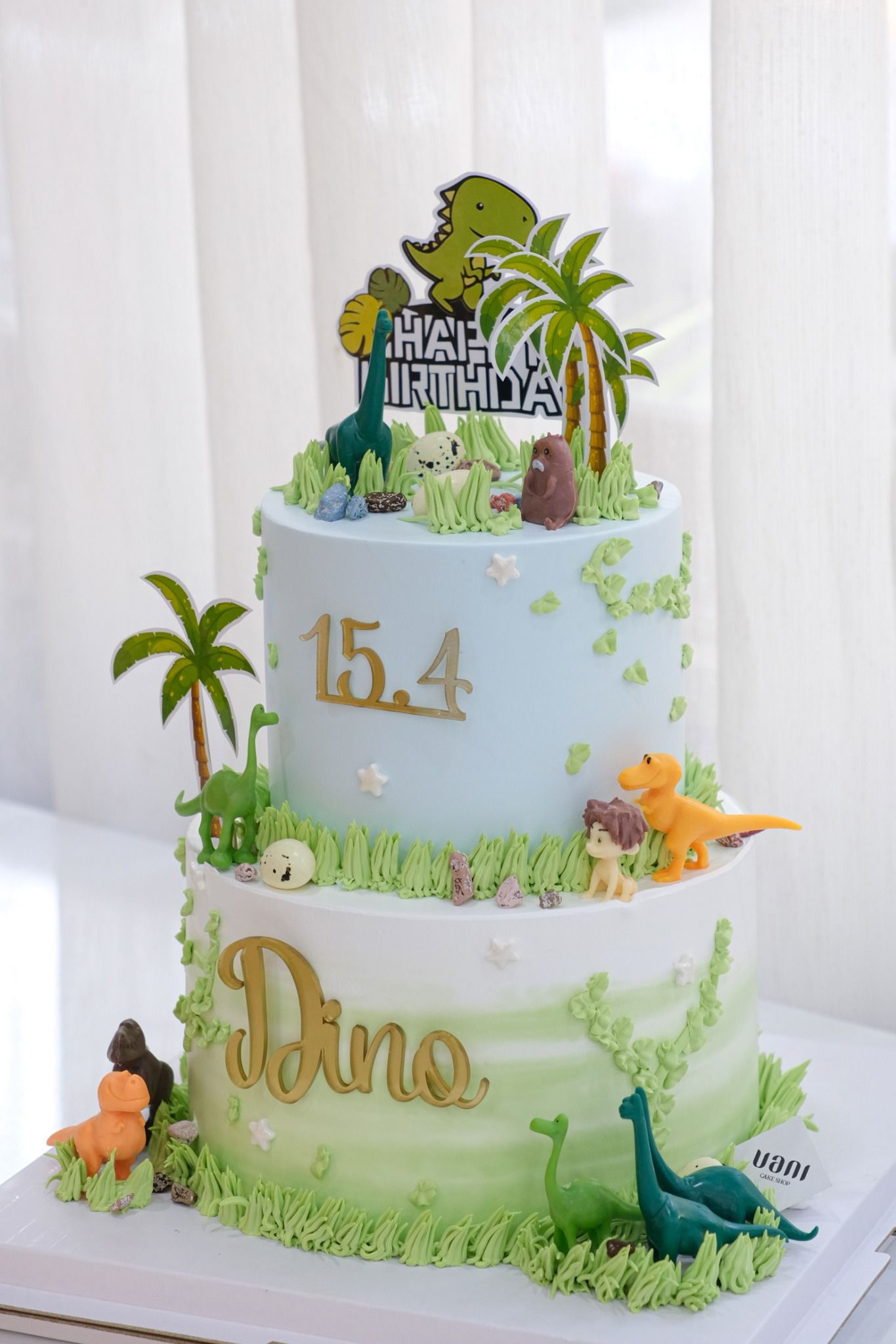 Bánh chủ đề khủng long 2 tầng