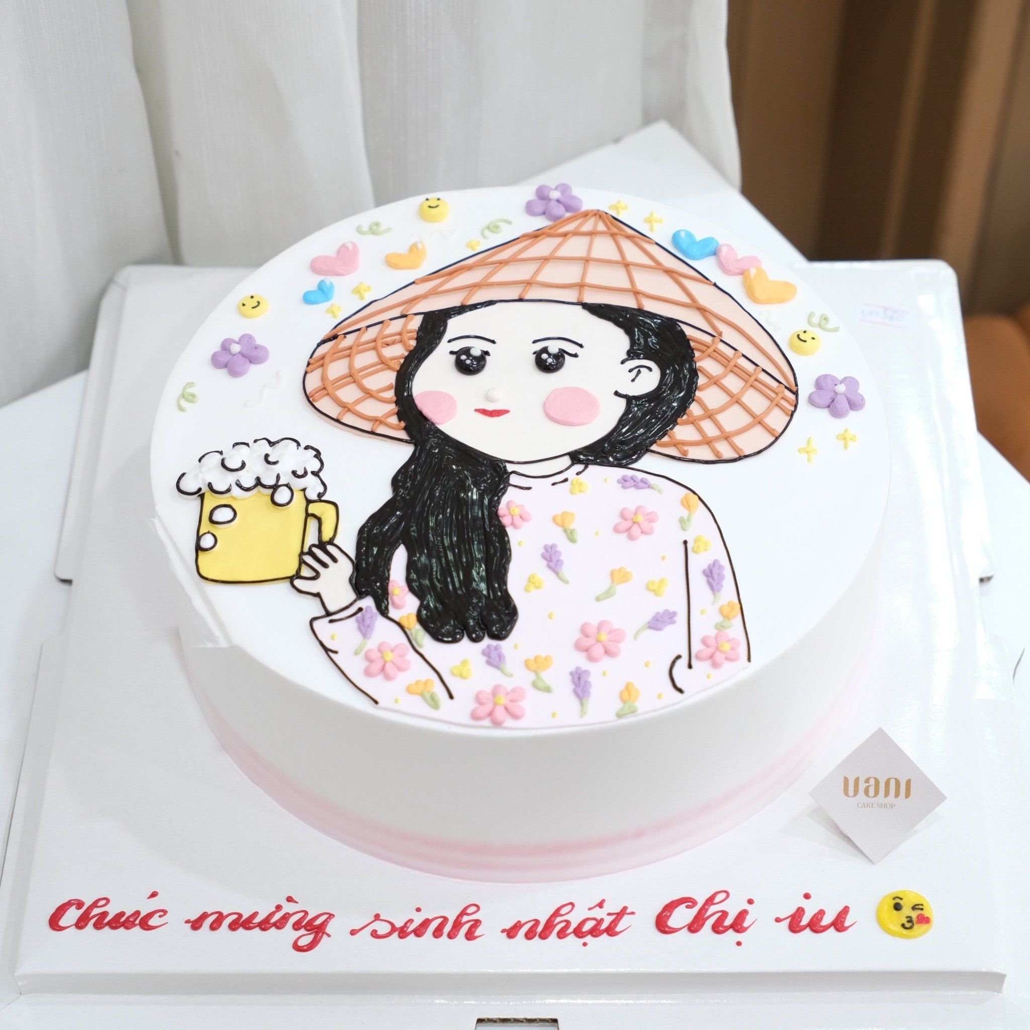 bánh kem vẽ cô