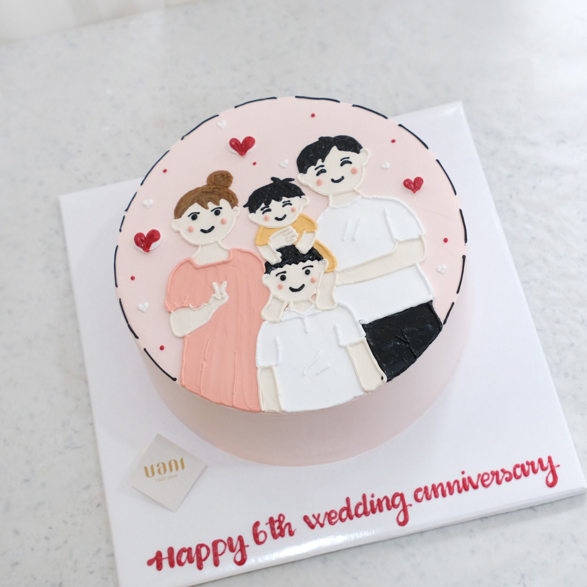 Bánh kem vẽ gia đình