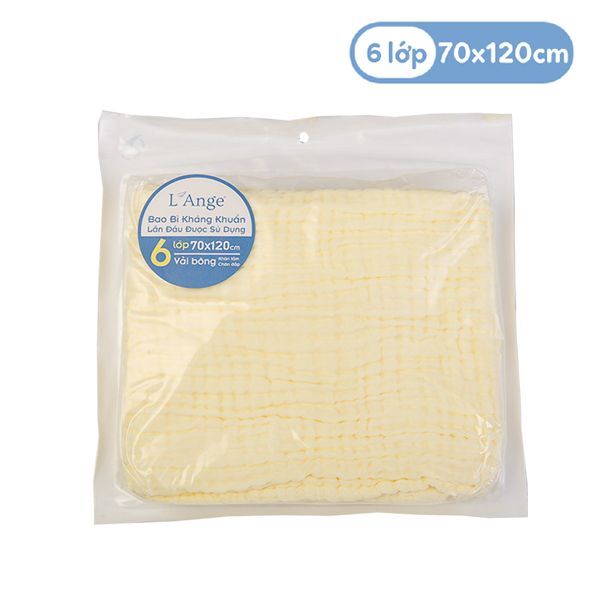 L'ANGE - KHĂN TẮM VẢI BÔNG 6 LỚP VÀNG 70X120
