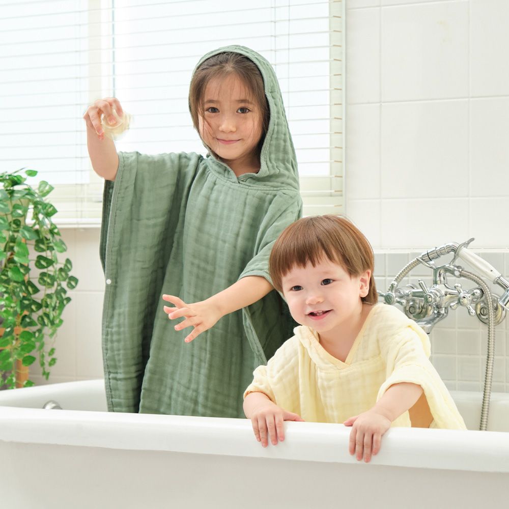 L'ANGE ÁO CHOÀNG TẮM 6 LỚP CÓ NÓN CHO BÉ 60x65cm - MÀU VÀNG (SIZE M)