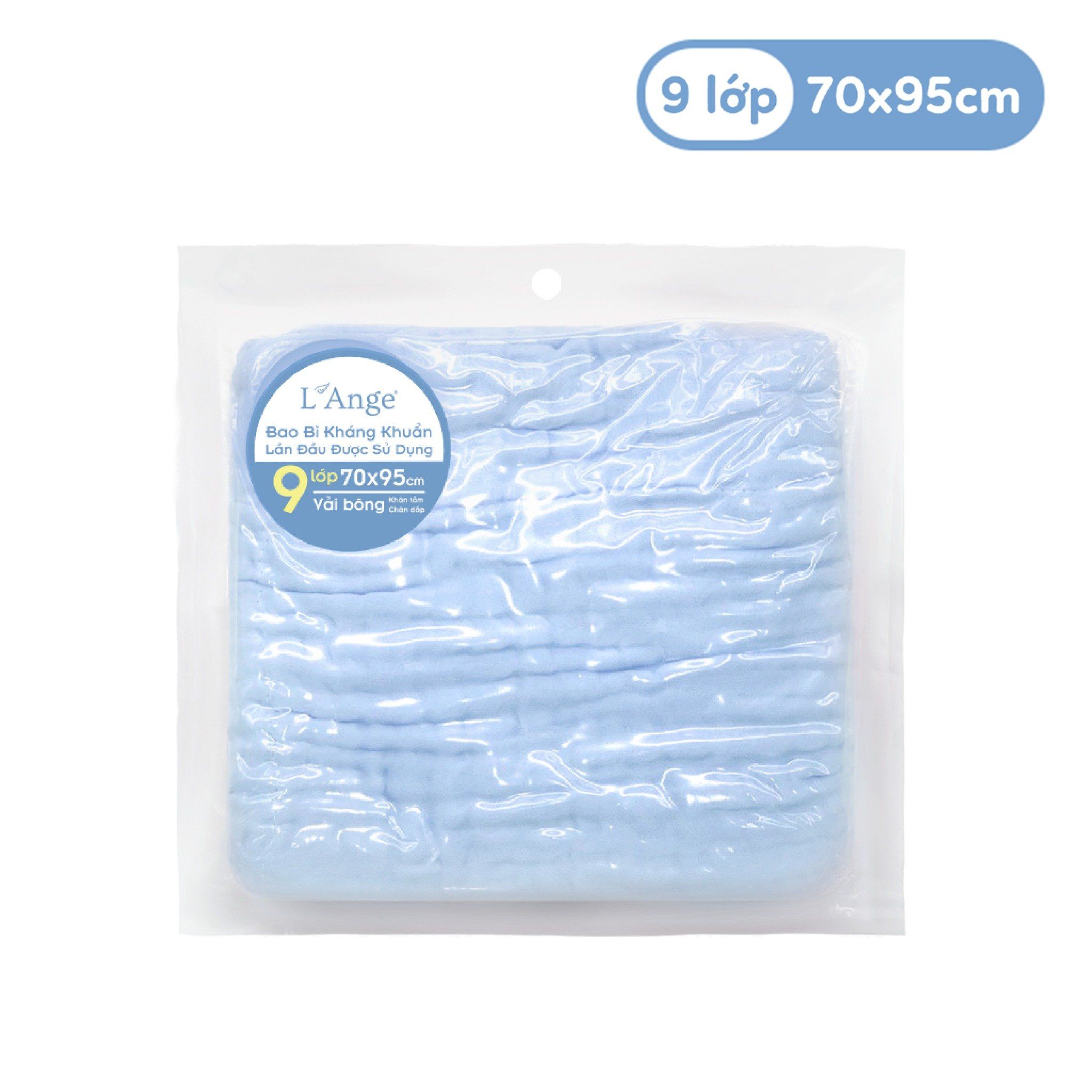 L'ANGE - KHĂN TẮM VẢI BÔNG 9 LỚP XANH 70X95