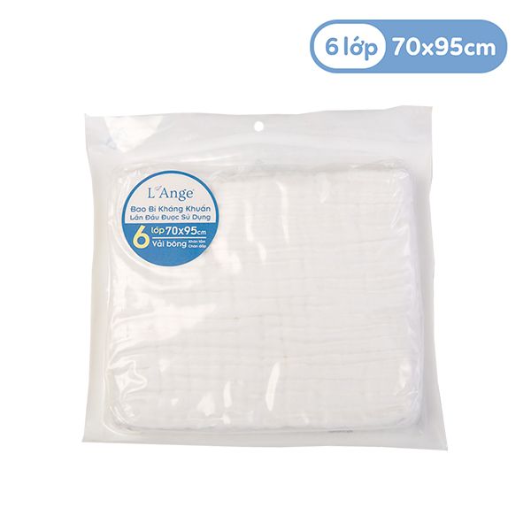 L'ANGE - KHĂN TẮM VẢI BÔNG 6 LỚP TRẮNG 70X95