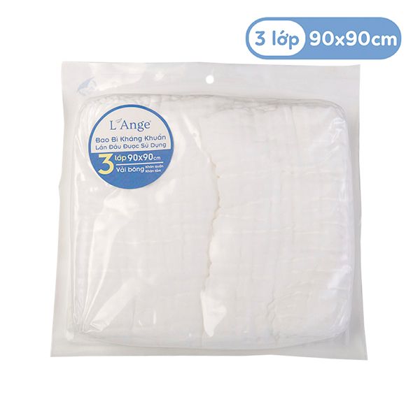 L'ANGE - KHĂN QUẤN VẢI BÔNG 3 LỚP 90X90 - TRẮNG (SET 2 CÁI)