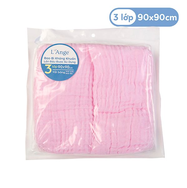 L'ANGE - KHĂN QUẤN VẢI BÔNG 3 LỚP 90X90 - HỒNG (SET 2 CÁI)