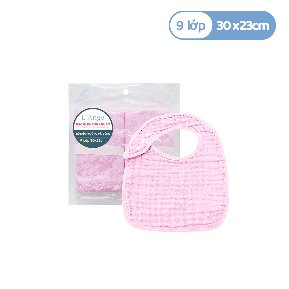L'ANGE YẾM HÌNH VUÔNG VẢI BÔNG 9 LỚP 30x23cm - MÀU HỒNG (SET 2 CÁI)