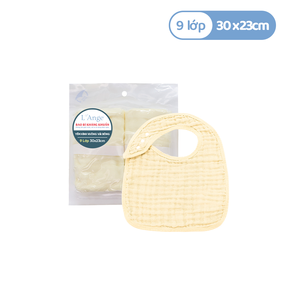 L'ANGE YẾM HÌNH VUÔNG VẢI BÔNG 9 LỚP 30x23cm - MÀU VÀNG (SET 2 CÁI)
