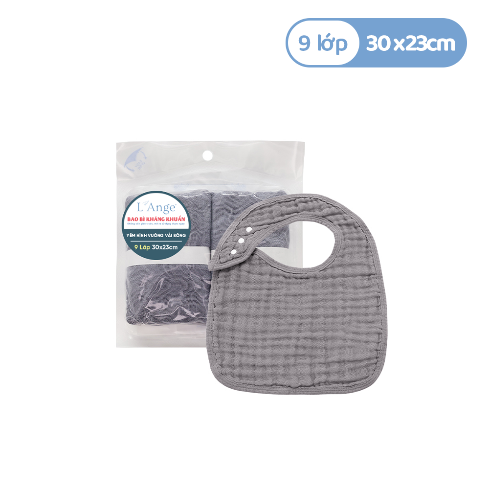 L'ANGE YẾM HÌNH VUÔNG VẢI BÔNG 9 LỚP 30x23cm - MÀU XÁM (SET 2 CÁI)