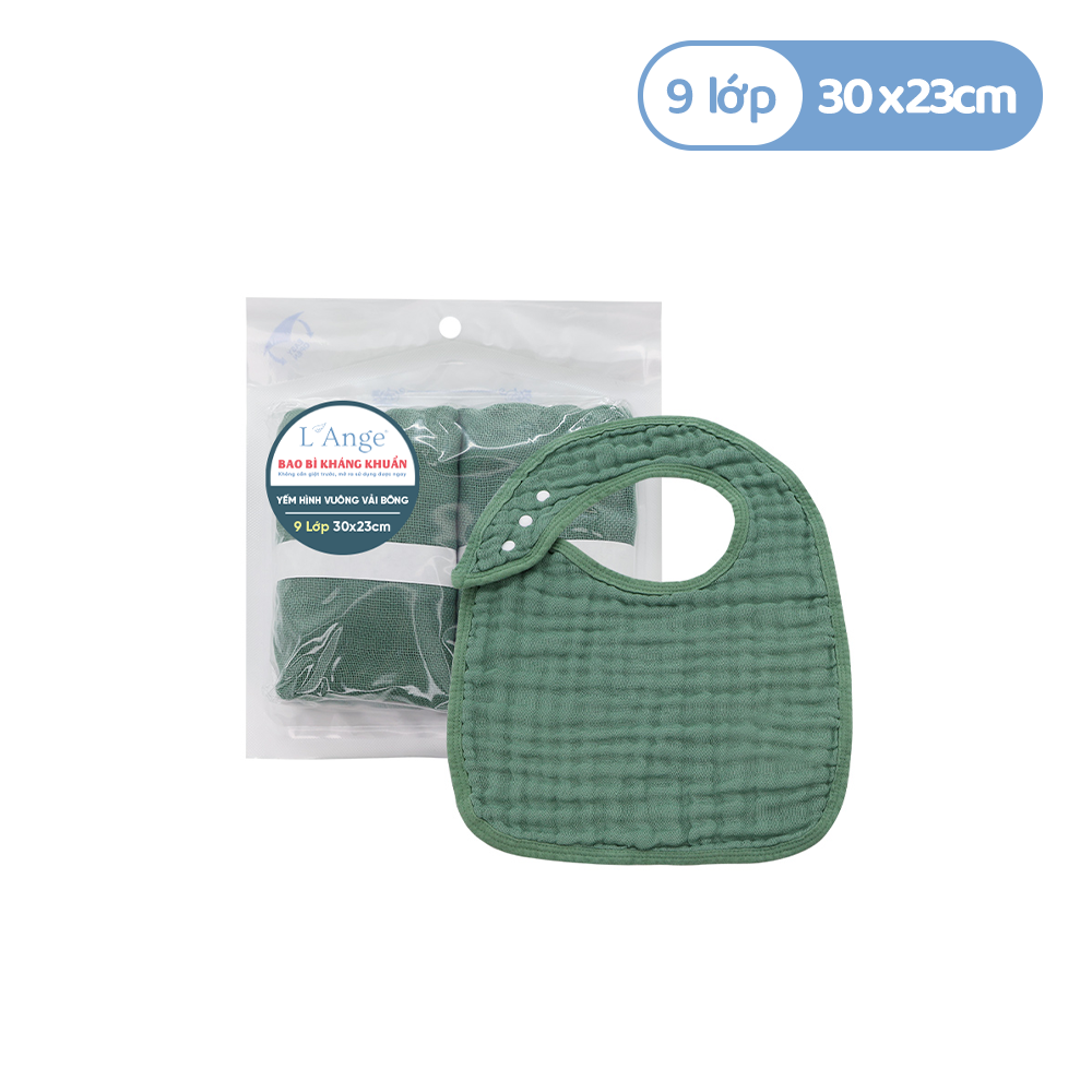 L'ANGE YẾM HÌNH VUÔNG VẢI BÔNG 9 LỚP 30x23cm - MÀU XANH LÁ (SET 2 CÁI)