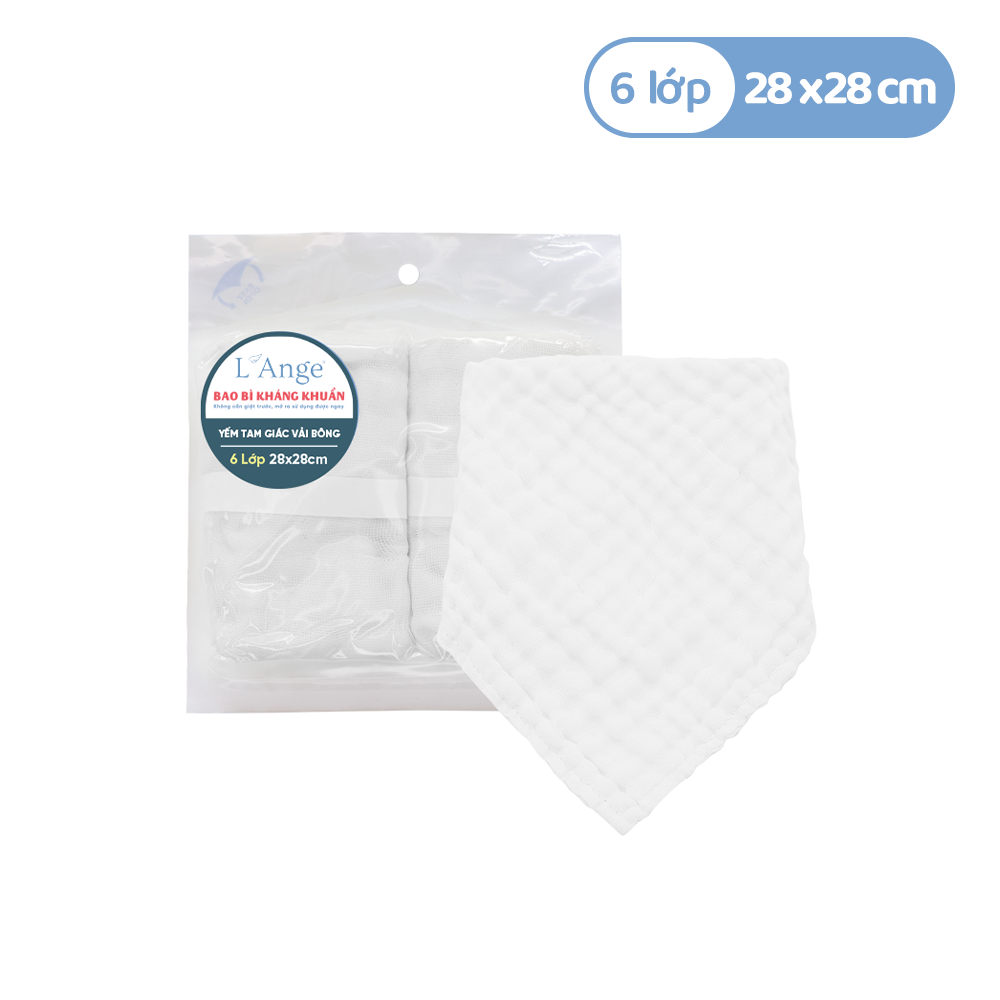 L'ANGE YẾM TAM GIÁC VẢI BÔNG 6 LỚP 28x28cm - MÀU TRẮNG (SET 2 CÁI)