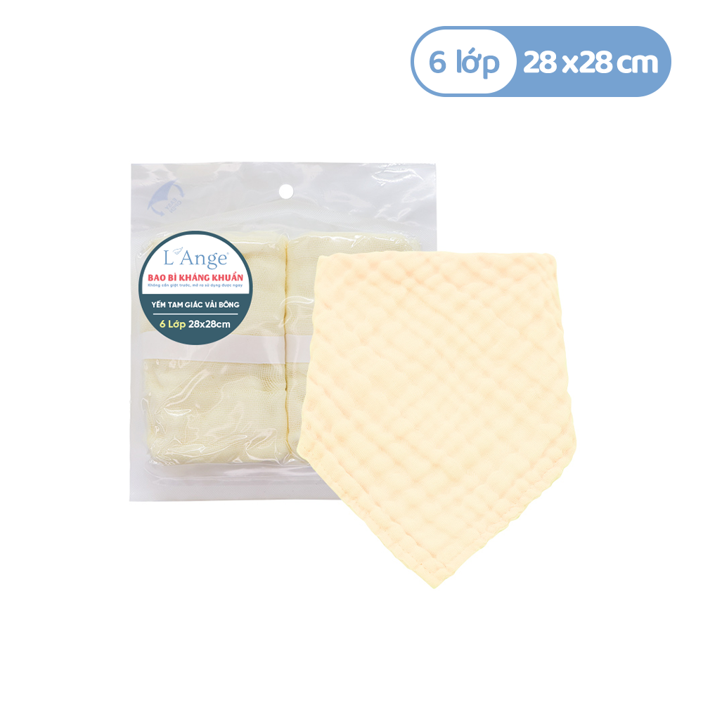 L'ANGE YẾM TAM GIÁC VẢI BÔNG 6 LỚP 28x28cm - MÀU VÀNG (SET 2 CÁI)