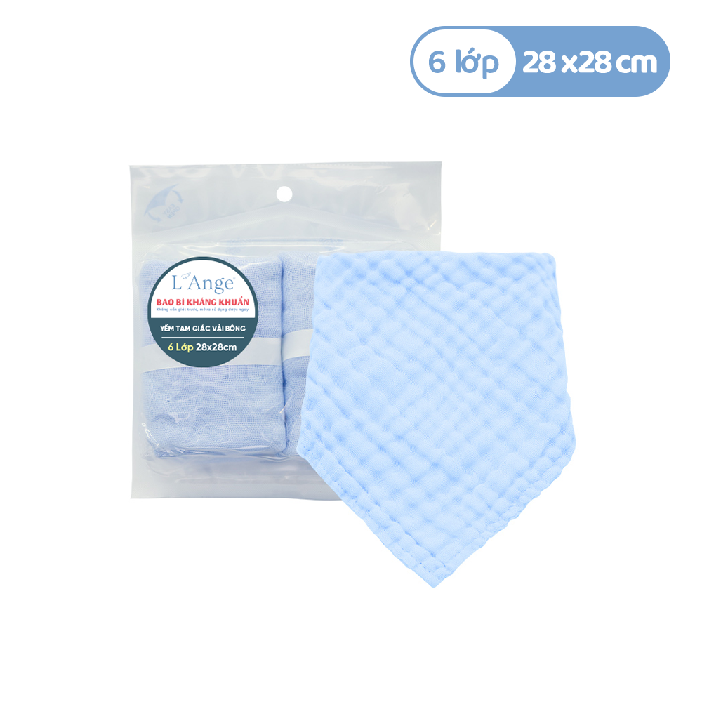 L'ANGE YẾM TAM GIÁC VẢI BÔNG 6 LỚP 28x28cm - MÀU XANH (SET 2 CÁI)