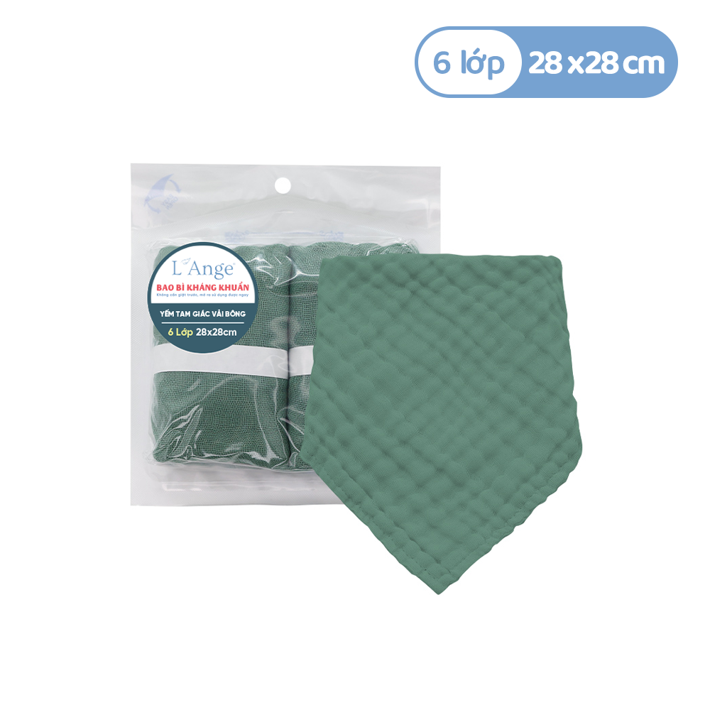 L'ANGE YẾM TAM GIÁC VẢI BÔNG 6 LỚP 28x28cm - MÀU XANH LÁ (SET 2 CÁI)