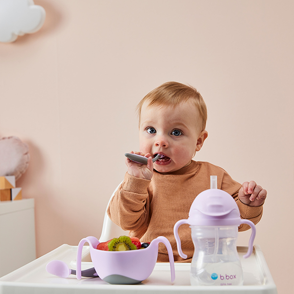 B.BOX BỘ MUỖNG NĨA NGỘ NGHĨNH CHO BÉ TẬP ĂN DẶM - TÍM PASTEL (KÈM HỘP ĐỰNG TIỆN LỢI)