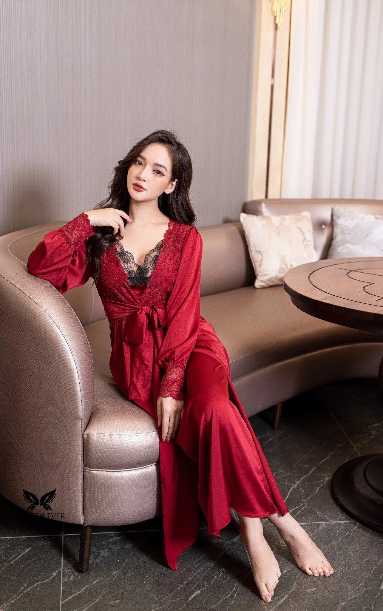 Áo Choàng Ngủ Lụa Sania