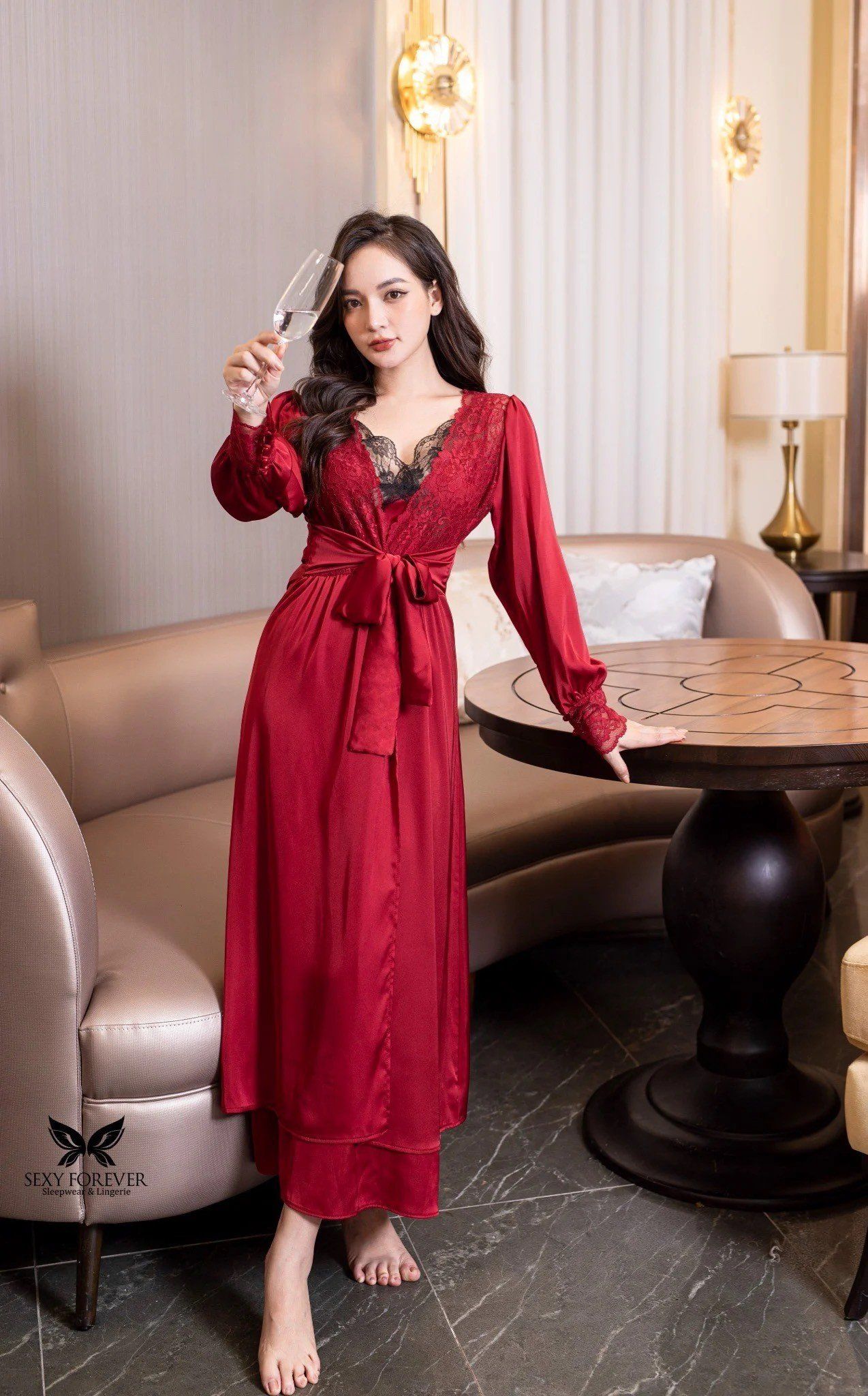 Áo Choàng Ngủ Lụa Sania