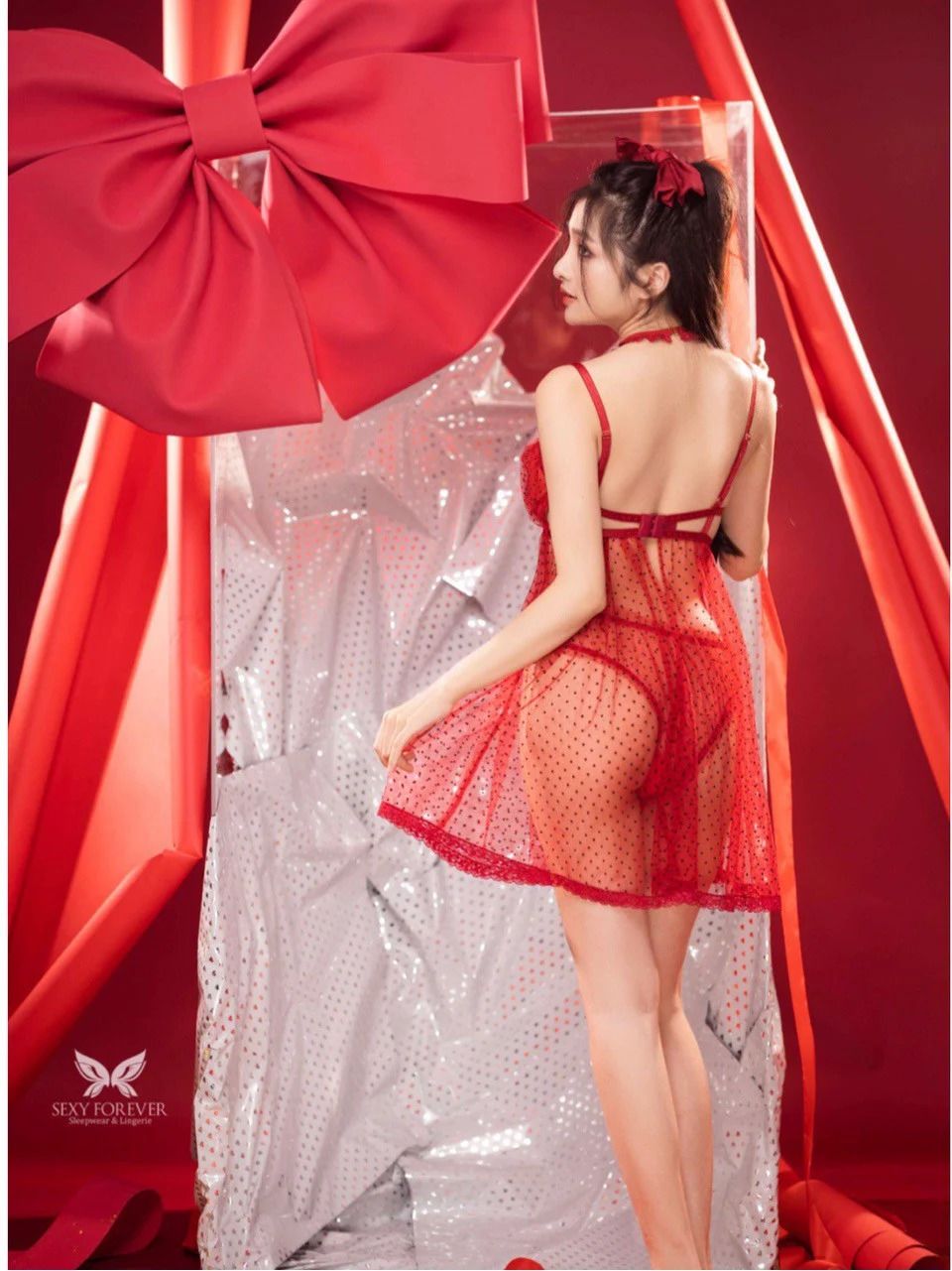 Váy ngủ sexy Syrup chấm bi