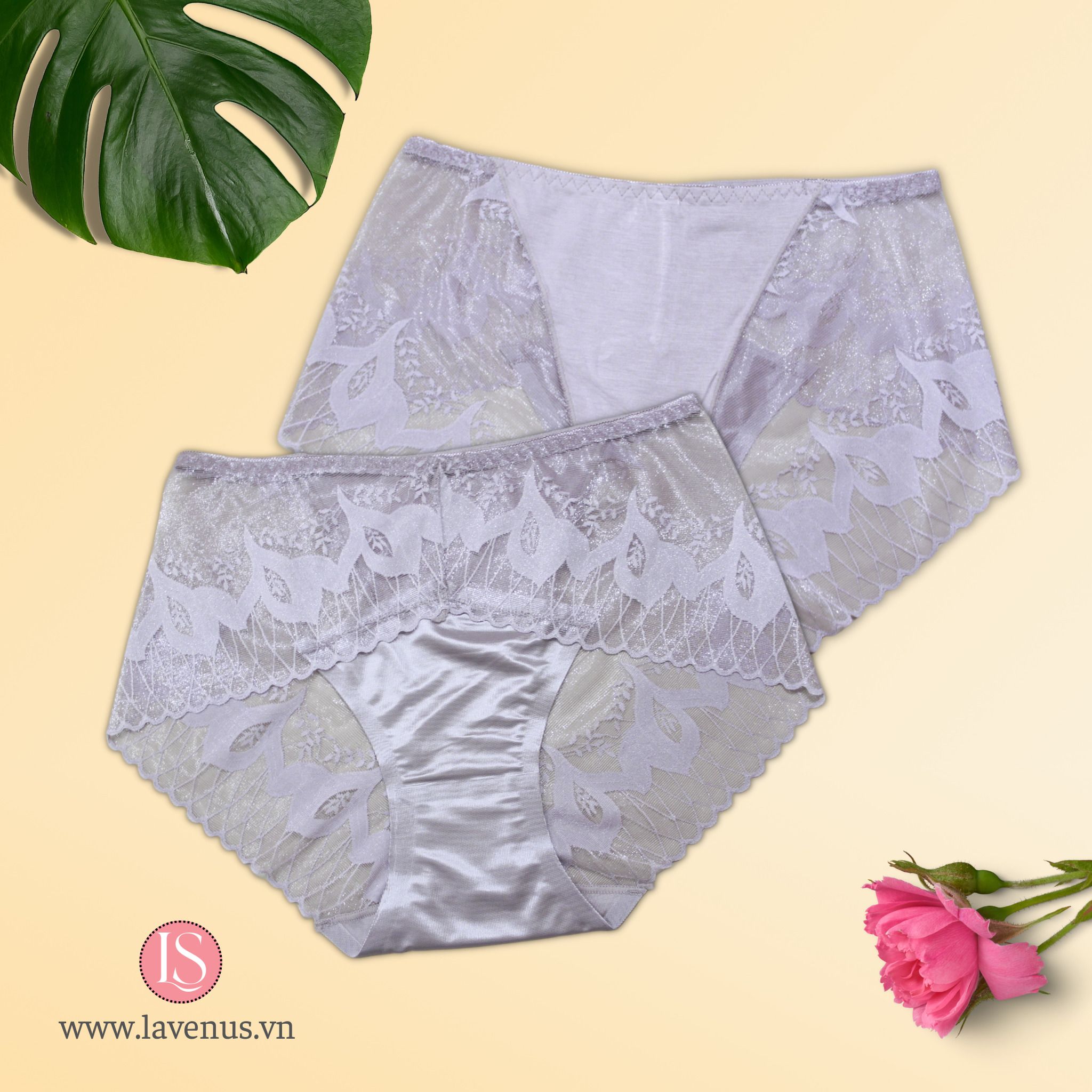 Quần lót lụa phối ren LS825