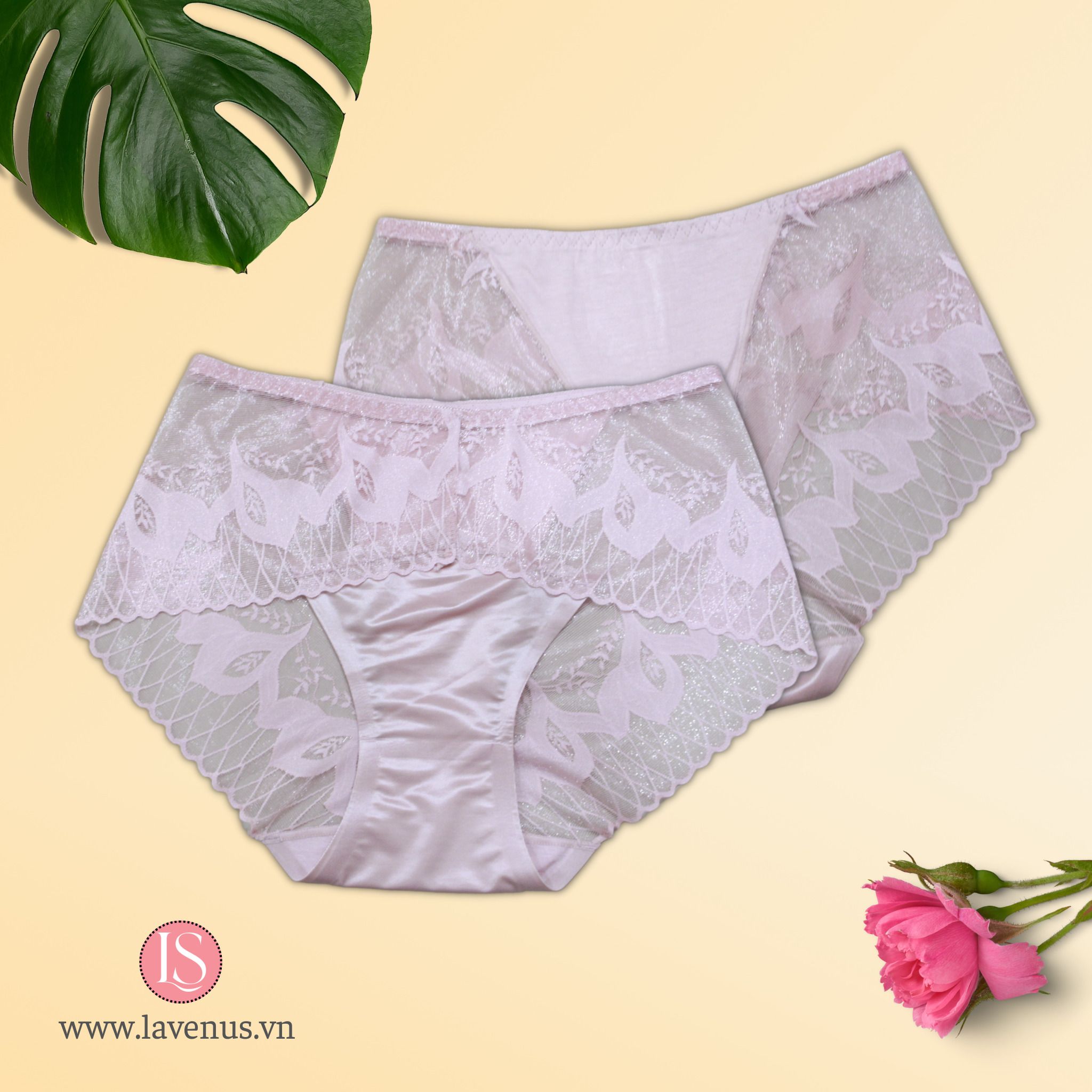 Quần lót lụa phối ren LS825
