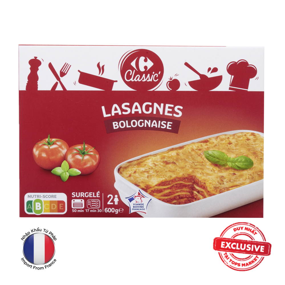 CARREFOUR MÌ LASAGNES SỐT BOLOGNAISE 600G