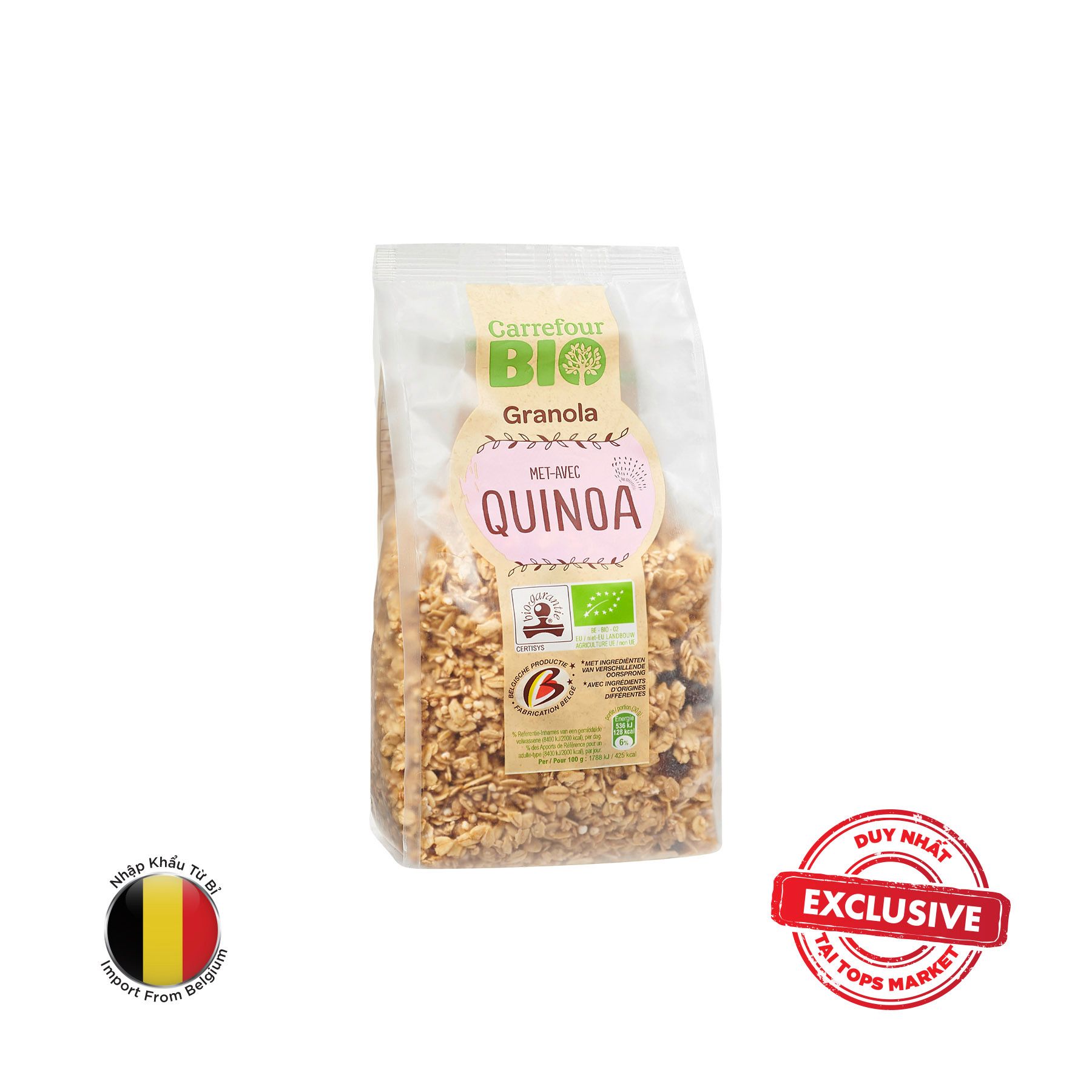 CARREFOUR NGŨ CỐC ĂN SÁNG GRANOLA HẠT DIÊM MẠCH BIO 375G