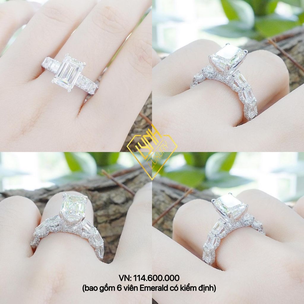 NHẪN KIM CƯƠNG NỮ 6 VIÊN EMERALD