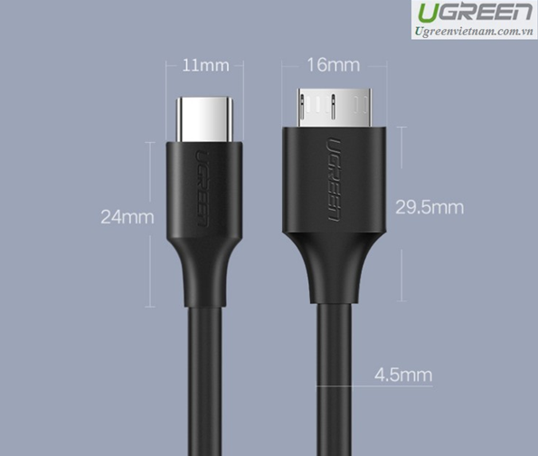 Cáp chuyển đổi USB type-C to Micro USB 3.0 dài 1m chính hãng Ugreen 20103 cao cấp
