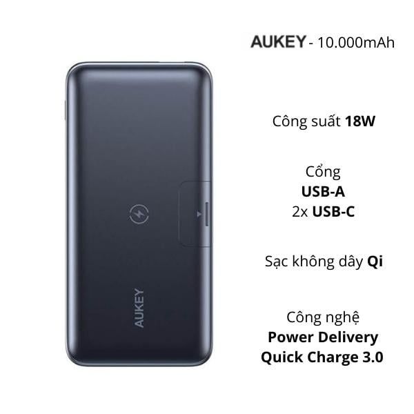 Pin sạc dự phòng Aukey PB-WL02 10000 mAh