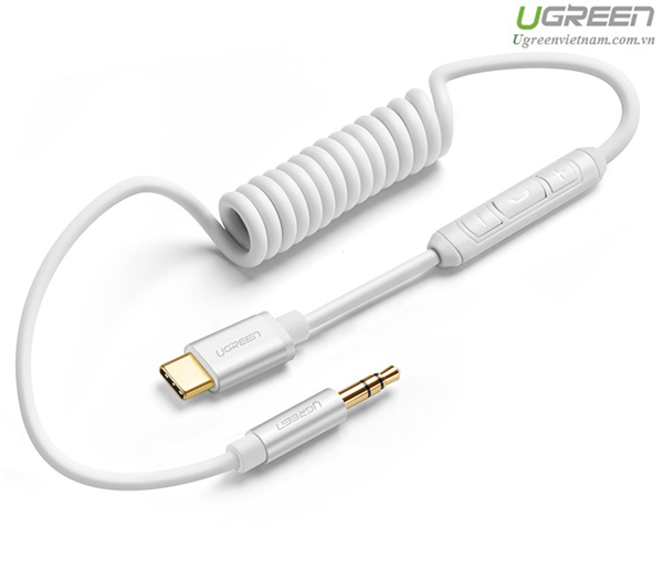 Cáp USB type-C to Audio 3.5mm có Microphone, dây xoắn lò xo 1 mét UGREEN 30633