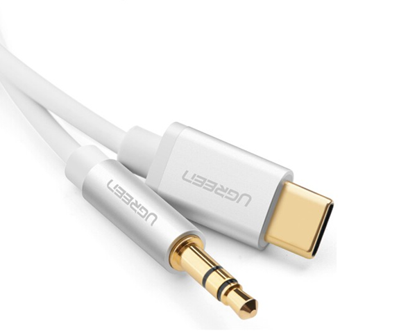 Cáp USB type-C to Audio 3.5mm có Microphone, dây xoắn lò xo 1 mét UGREEN 30633