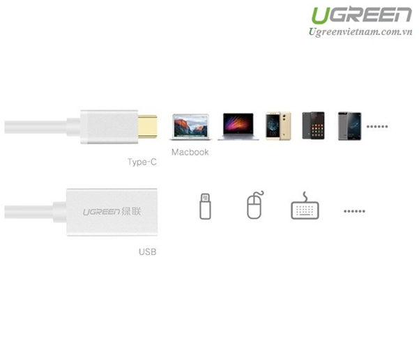 Cáp OTG USB-C sang USB 3.0 chuẩn A cổng âm chính hãng Ugreen 30645 cao cấp