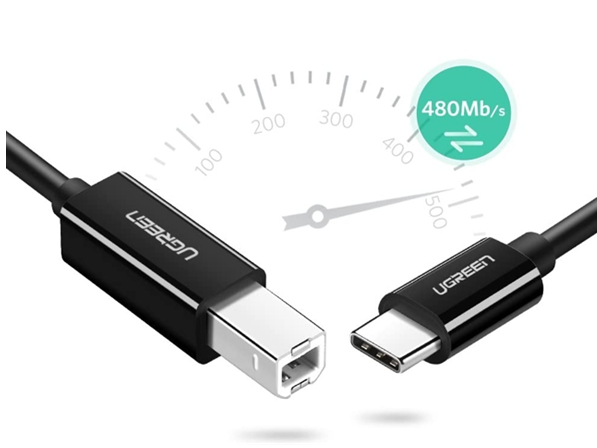Cáp máy in USB 2.0 Type-C to USB Type-B dài 2M Ugreen 50446 (Màu đen)