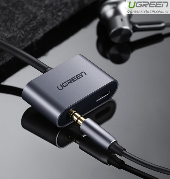 Cáp chuyển đổi USB type-C to 3,5mm hỗ trợ cổng sạc USB-C chính hãng Ugreen 50596 cao cấp