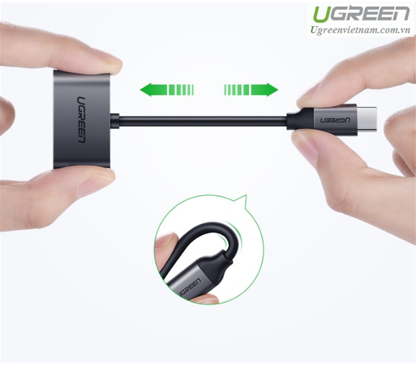 Cáp chuyển đổi USB type-C to 3,5mm hỗ trợ cổng sạc USB-C chính hãng Ugreen 50596 cao cấp
