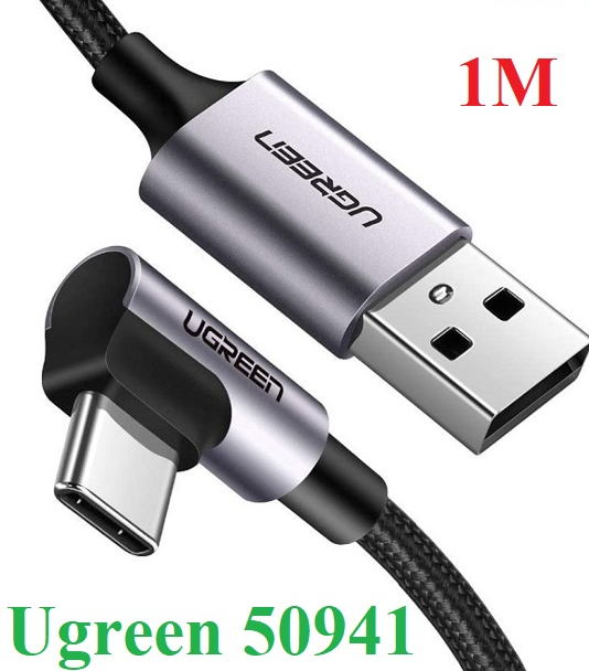 Cáp sạc, dữ liệu USB-A to USB Type-C bẻ góc 90 độ dài 1M Ugreen 50941 cao cấp